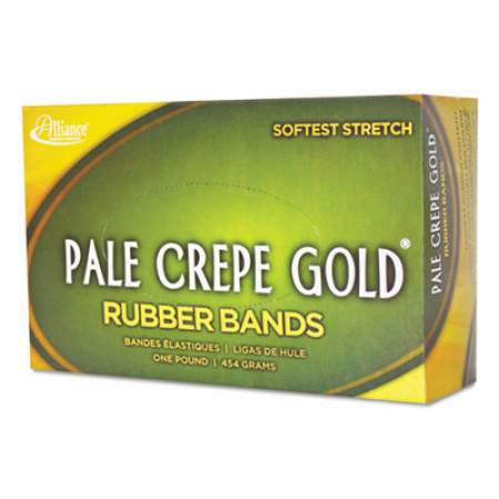 Alliance Pale Crepe Gold Rubber Bands, Size 19, 0.04" Gauge, Crepe, 1 lb Box, 1,890/Box (20195)