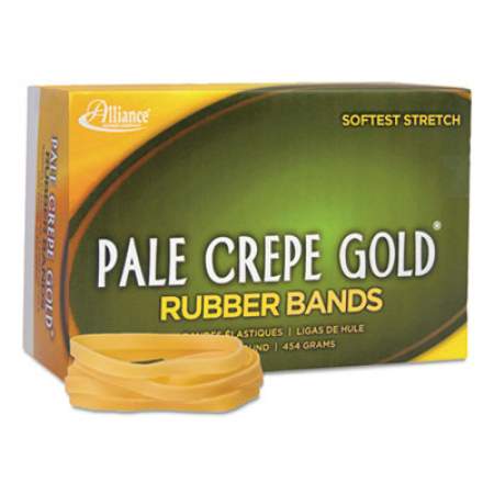 Alliance Pale Crepe Gold Rubber Bands, Size 64, 0.04" Gauge, Crepe, 1 lb Box, 490/Box (20645)