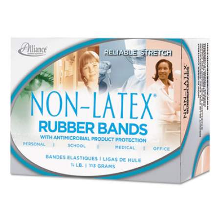 Alliance Antimicrobial Non-Latex Rubber Bands, Size 117B, 0.06" Gauge, Cyan Blue, 4 oz Box, 62/Box (42179)