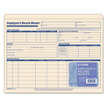 TOPS Employee Record Master File Jacket, Straight Tab, Letter Size, Manila, 15/Pack (32801)