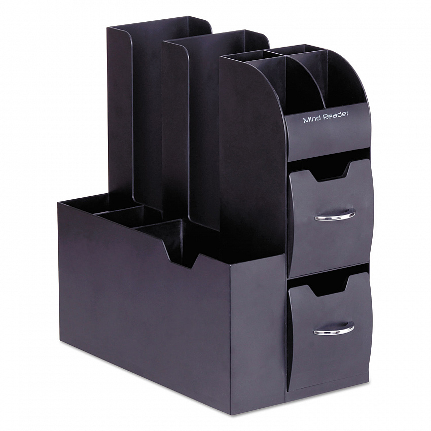 Coffee Condiment Caddy Organizer, 10 Compartments, 5.4 x 11 x 12.6, Black (CAD01BLK)