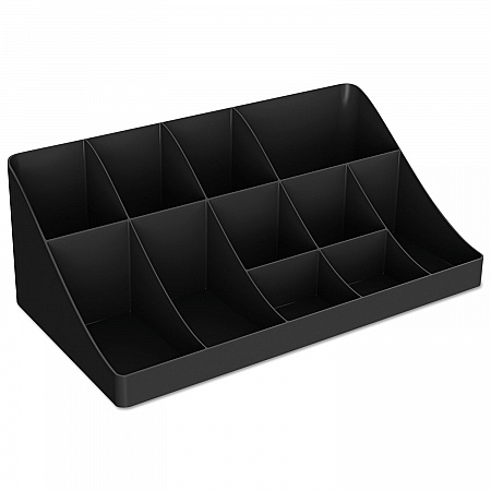 11-Compartment Coffee Condiment Organizer, 18.25 x 6.63 x 9.78, Black (COMORGBLK)