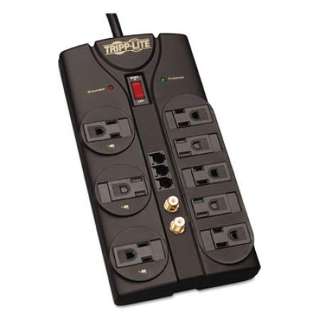 Tripp Lite Protect It! Surge Protector, 8 Outlets, 8 ft Cord, 2160 Joules, RJ11, Dark Gray (TLP808TELTV)