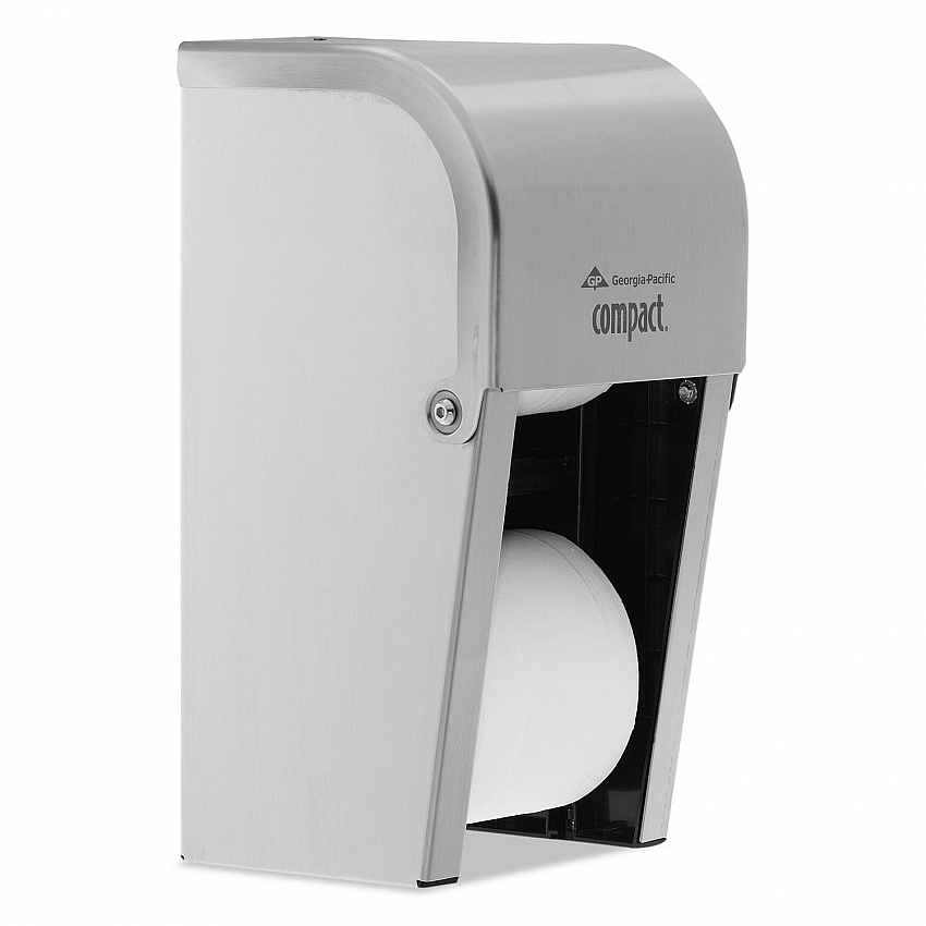 Compact Vertical Double Roll Coreless Dispenser, 6 x 6.5 x 13.5, Stainless Steel (56782)