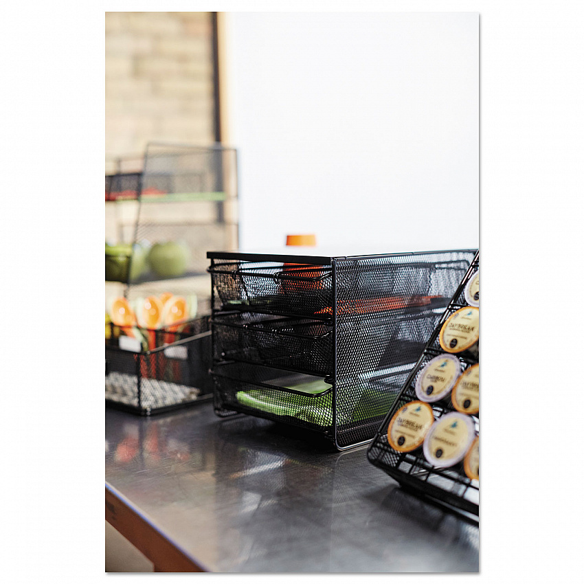 Onyx Three Drawer Hospitality Organizer, 7 Compartments, 11.5 x 8.25 x 8.25, Black (3275BL)