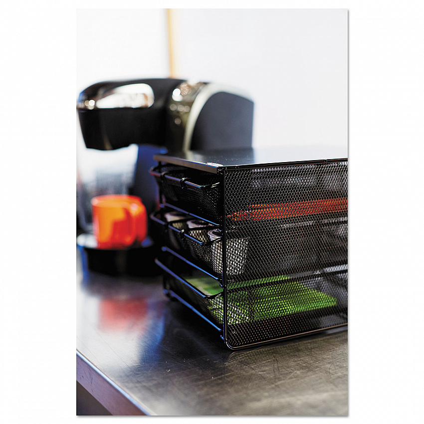 Onyx Three Drawer Hospitality Organizer, 7 Compartments, 11.5 x 8.25 x 8.25, Black (3275BL)