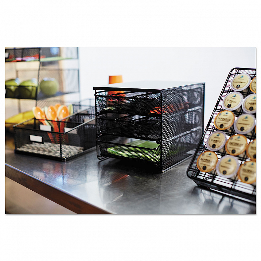 Onyx Three Drawer Hospitality Organizer, 7 Compartments, 11.5 x 8.25 x 8.25, Black (3275BL)