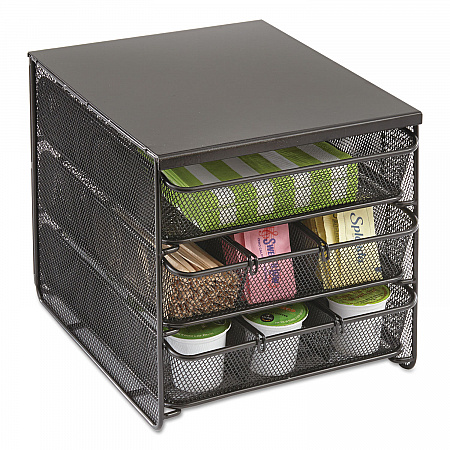 Onyx Three Drawer Hospitality Organizer, 7 Compartments, 11.5 x 8.25 x 8.25, Black (3275BL)