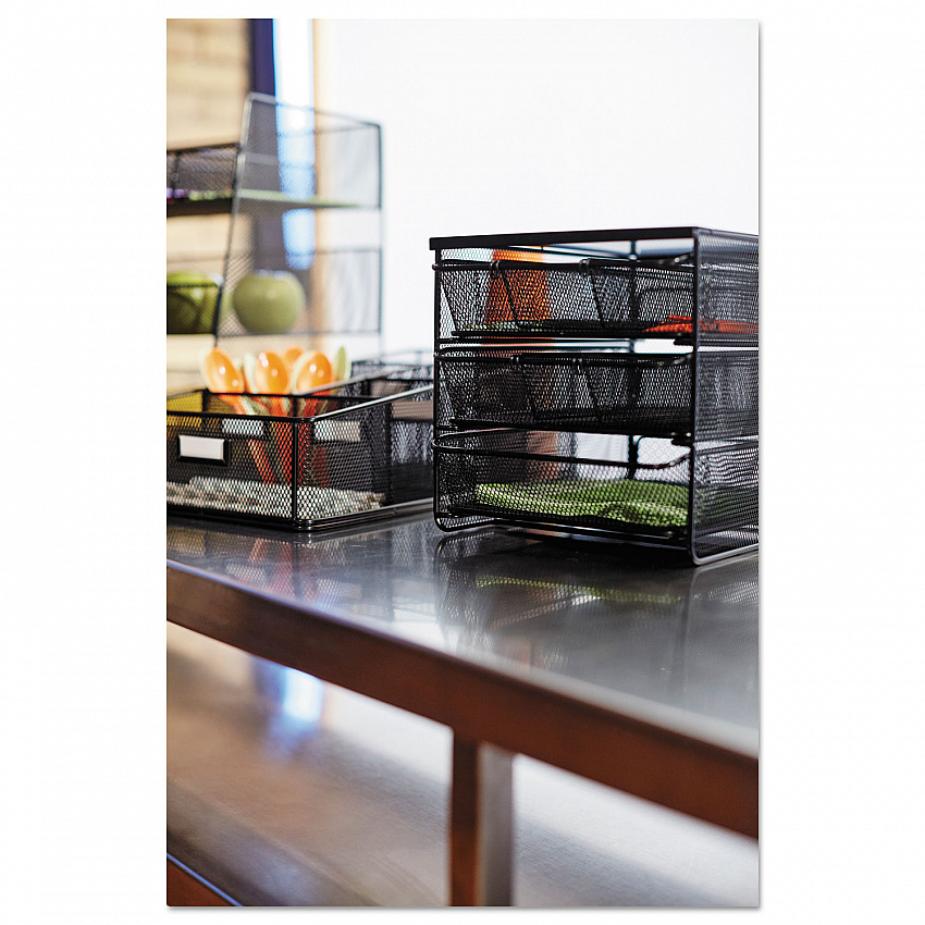 Onyx Three Drawer Hospitality Organizer, 7 Compartments, 11.5 x 8.25 x 8.25, Black (3275BL)