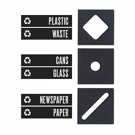 Public Square Recycling Container Lid, Square Opening, 15.25w x 15.25d x 2h, Black (2989BL)