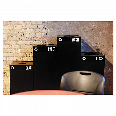 Public Square Recycling Receptacles, Paper Recycling, 42 gal, Steel, Black (2984BL)