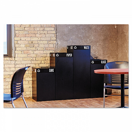 Public Square Recycling Receptacles, Paper Recycling, 42 gal, Steel, Black (2984BL)