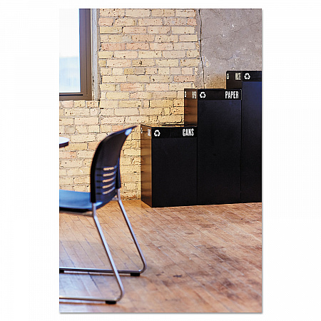 Public Square Recycling Receptacles, Paper Recycling, 42 gal, Steel, Black (2984BL)