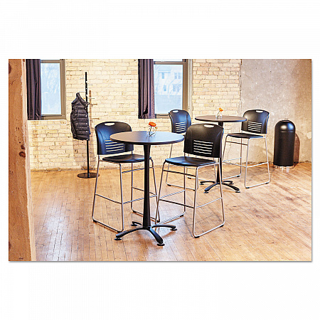 Dome Top Receptacle with Open Top, 15 gal, Steel, Black (9639BL)