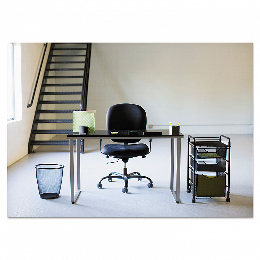 Onyx Round Mesh Wastebaskets, 5 gal, Steel Mesh, Black (9717BL)