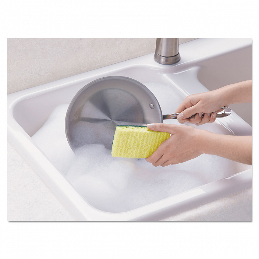 Heavy-Duty Scrub Sponge, 4.5 x 2.7, 0.6" Thick, Yellow/Green, 3/Pack (HD3)