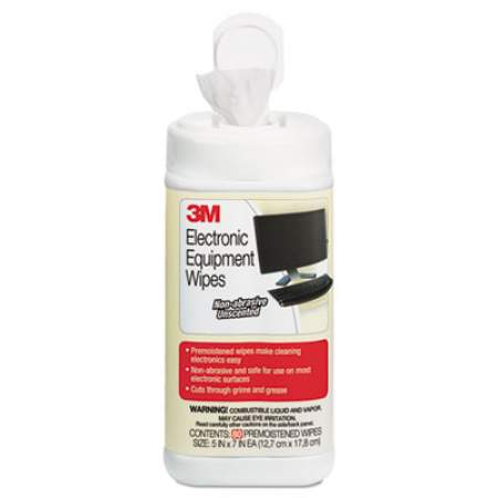 3M Electronic Equipment Cleaning Wipes, 5 1/2 x 6 3/4, White, 80/Canister (CL610)