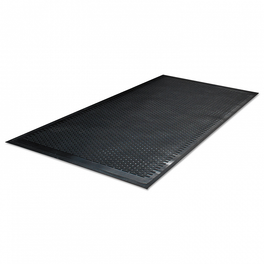 Clean Step Outdoor Rubber Scraper Mat, Black Ribbon Ribbed Polypropylene Surface, 36" x 60" (14030500)