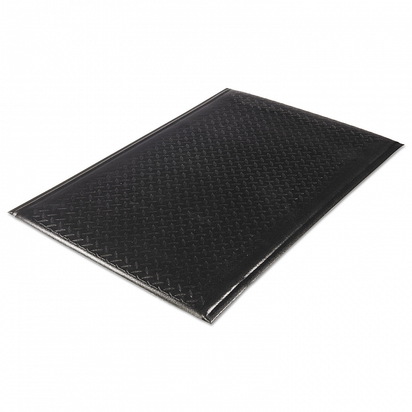 Soft Step Supreme Anti-Fatigue Floor Mat, Rectangular, Black Cross-Hatch Embossed Surface, 24" x 36" (24020301DIAM)