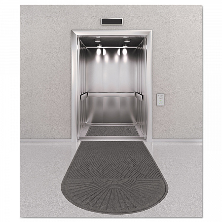 EcoGuard Diamond Floor Mats, Rectangular with Single Fan, Charcoal Gray Carpeted Surface, 96
