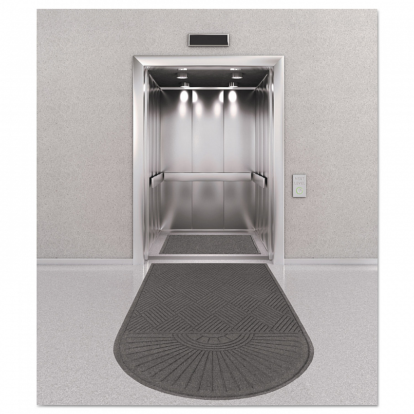 EcoGuard Diamond Floor Mats, Rectangular with Single Fan, Charcoal Gray Carpeted Surface, 96" x 48" (EGDSF040804)