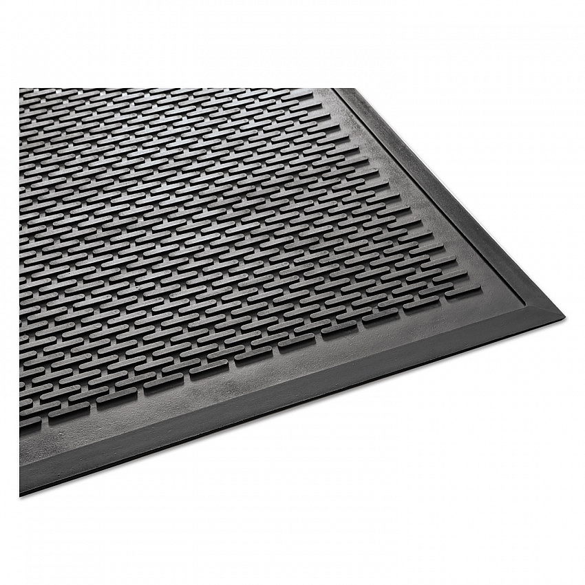 Clean Step Outdoor Rubber Scraper Mat, Black Ribbon Ribbed Polypropylene Surface, 36" x 60" (14030500)