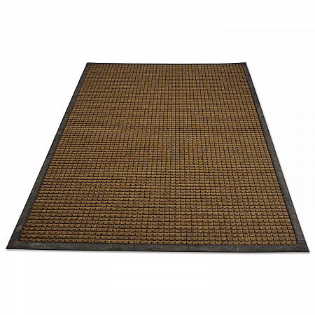 WaterGuard Indoor/Outdoor Scraper Mat, Rectangular, Brown Ridged Needle-Punch Surface, 36