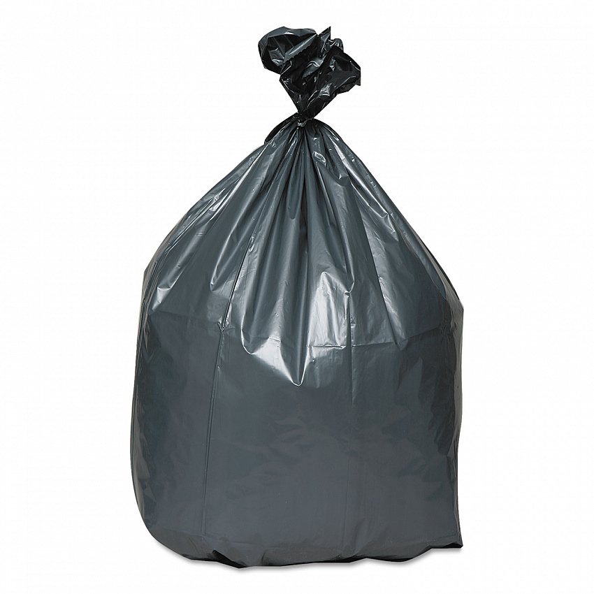 Can Liners, 33 gal, 1.35 mil, 33" x 40", Gray, 10 Bags/Roll, 10 Rolls/Carton (PLA4070)