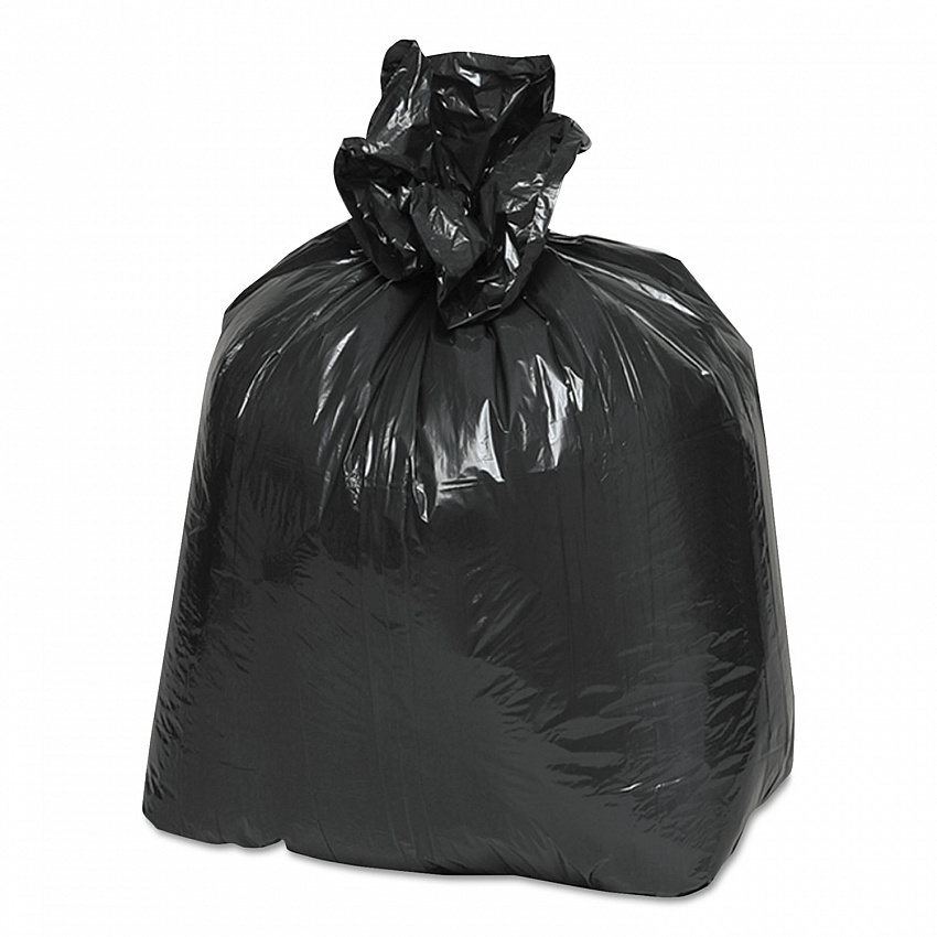 Linear Low Density Recycled Can Liners, 16 gal, 0.85 mil, 24" x 33", Black, 25 Bags/Roll, 20 Rolls/Carton (RNW3310)