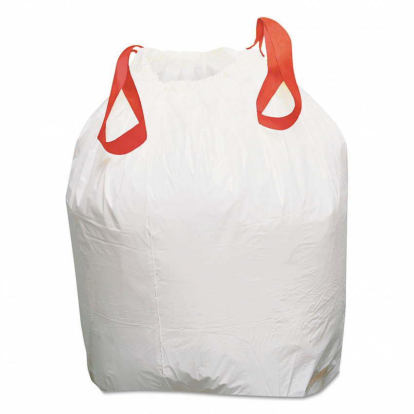 Heavy-Duty Trash Bags, Drawstring, 13 gal, 24.5" x 27.38", White, 50 Bags/Roll, 4 Rolls/Box (1DK200)