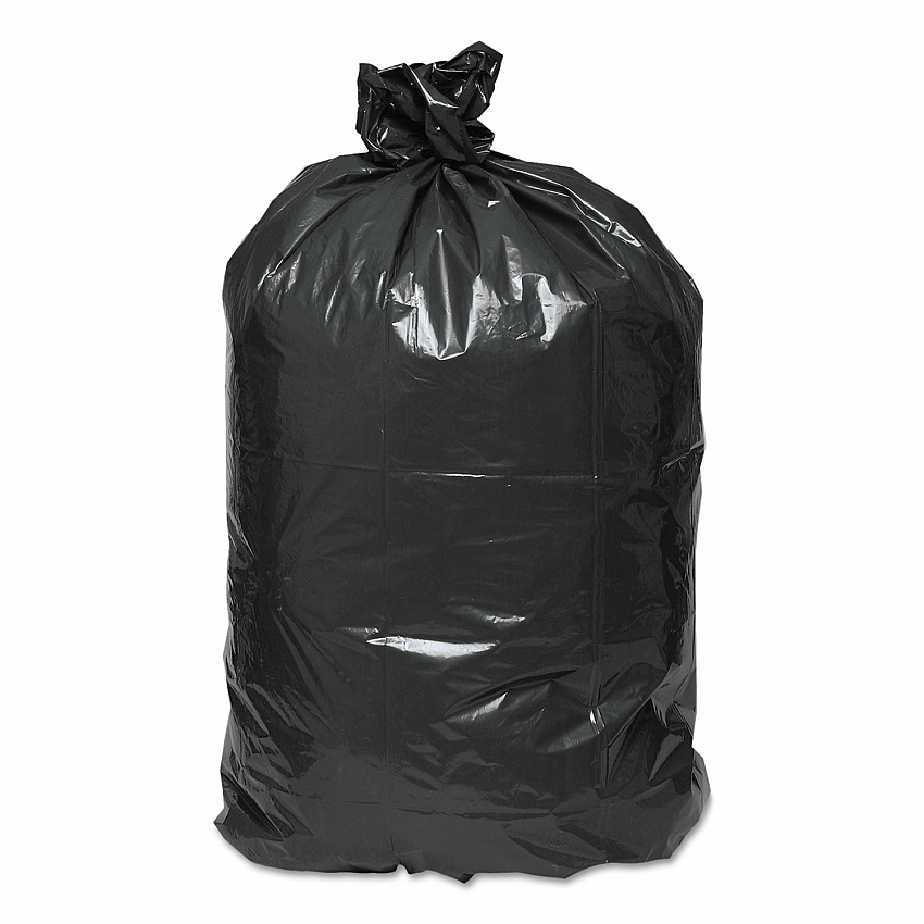 Linear Low-Density Can Liners, 33 gal, 0.63 mil, 33" x 39", Black, 25 Bags/Roll, 10 Rolls/Carton (333916B)
