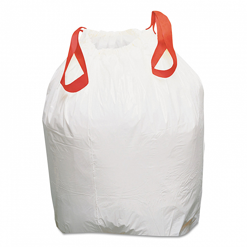 Heavy-Duty Trash Bags, Drawstring, 13 gal, 24.5" x 27.38", White, 50 Bags/Roll, 4 Rolls/Box (1DK200)