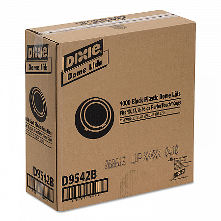 Drink-Thru Lids, Fits 10 oz to 20 oz Hot Cups, Plastic, Black, 1,000/Carton (D9542B)