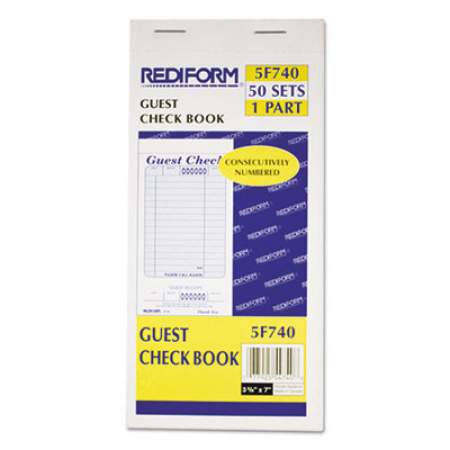 Rediform Guest Check Book, 3 3/8 x 6 1/2, Tear-Off at Bottom, 50/Book (5F740)