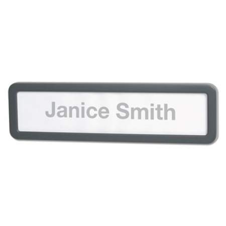 Universal Recycled Cubicle Nameplate with Rounded Corners, 9 x 2 1/2, Charcoal (08223)
