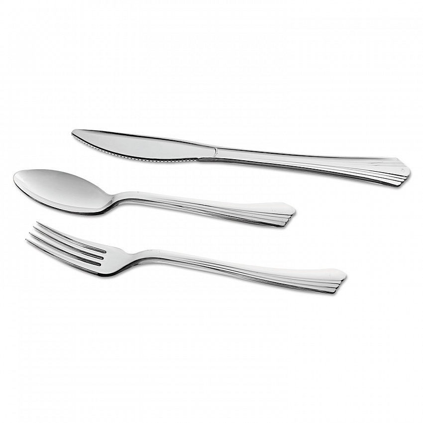 Reflections Heavyweight Plastic Utensils, Fork, Silver, 40/Pack (REF320FKPK)