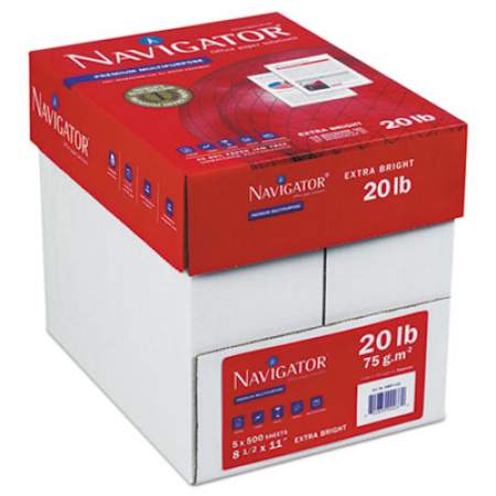 Navigator Premium Multipurpose Copy Paper, 97 Bright, 20 lb, 8.5 x 11, White, 500 Sheets/Ream, 10 Reams/Carton, 40 Cartons/Pallet (NMP1120PLT)