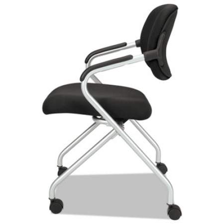 HON HVL303 Nesting Arm Chair, Supports Up to 250 lb, Black Seat/Back, Silver Base (VL303MM10X)