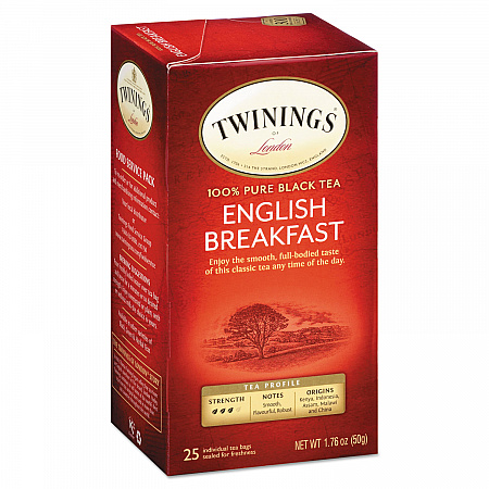 Tea Bags, English Breakfast, 1.76 oz Filterbag, 25/Box (09181)