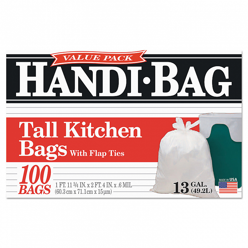 Super Value Pack Can Liners, 13 gal, 0.6 mil, 23.75" x 28", White, 100/Box (HAB6FK100)