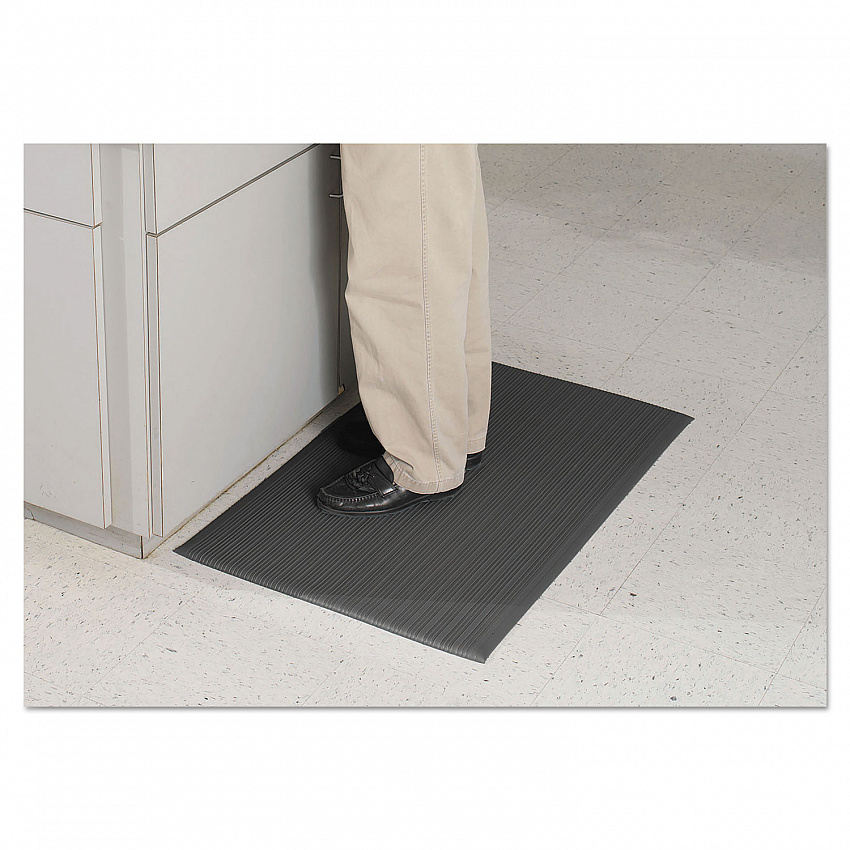 Air Step Anti-Fatigue Mat, Rectangular, Black Ribbed Surface, 24" x 36" (24020302)