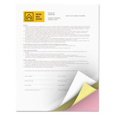 Xerox Vitality Multipurpose Carbonless 3-Part Paper, 8.5 x 11, Canary/Pink/White, 5, 010/Carton (3R12854)