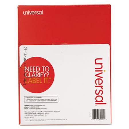 Universal White Labels, Inkjet/Laser Printers, 0.5 x 1.75, White, 80/Sheet, 100 Sheets/Box (80001)