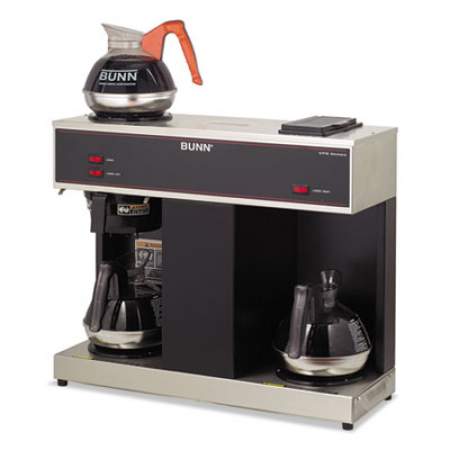 BUNN Pour-O-Matic Three-Burner Pour-Over Coffee Brewer, Stainless Steel, Black (VPS)
