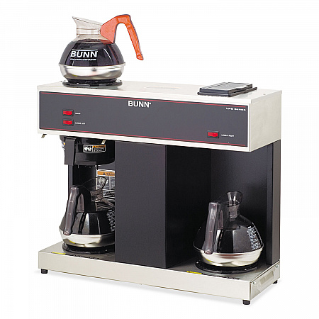 Pour-O-Matic Three-Burner Pour-Over Coffee Brewer, 12-Cup, Stainless Steel, Black (VPS)