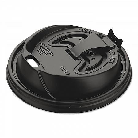 Optima Reclosable Lids for Hot Paper Cups, Fits 10 oz to 24 oz Hot Cups, Plastic, Black, 1,000/Carton (OPT316B)