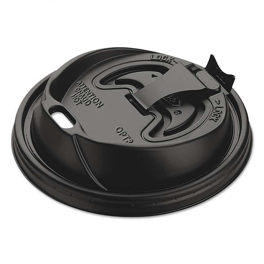 Optima Reclosable Lids for Hot Paper Cups, Fits 10 oz to 24 oz Hot Cups, Plastic, Black, 1,000/Carton (OPT316B)