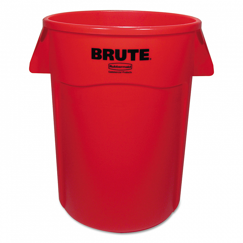 Vented Round Brute Container, 44 gal, Plastic, Red (264360REDEA)