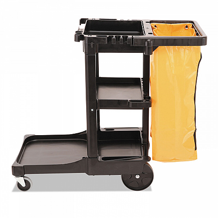 Multi-Shelf Cleaning Cart, Plastic, 4 Shelves, 1 Bin, 20