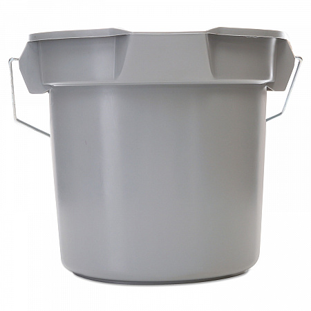 BRUTE Round Utility Pail, 14 qt, Plastic, Gray, 12